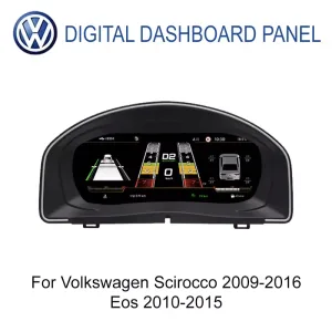 Volkswagen Scirocco 2009-2016 e Eos 2010-2015 vista frontale del quadro strumenti digitale da 10,25 pollici