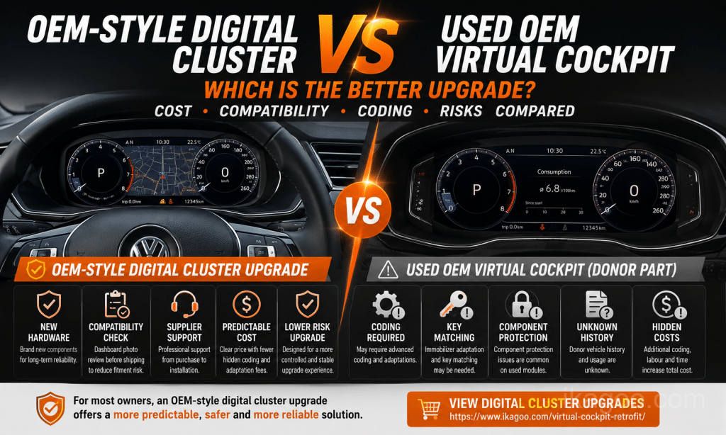 Miglior aggiornamento del quadro strumenti digitale: stile OEM vs Virtual Cockpit OEM usato