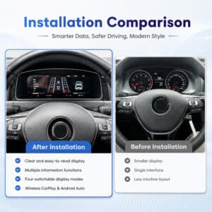 VW Golf Mk7 confronto del virtual cockpit che mostra dati più intelligenti, guida più sicura, stile moderno