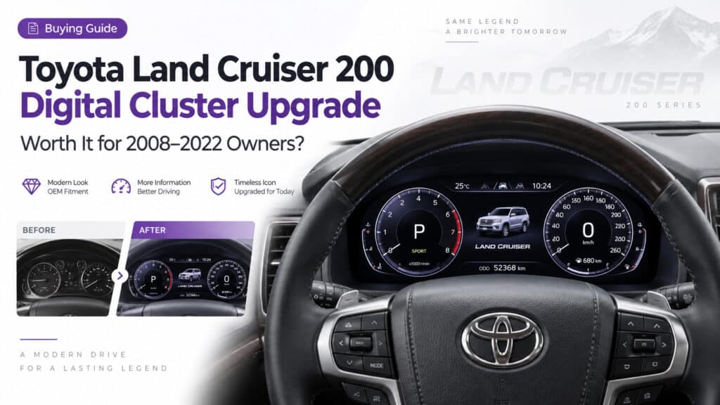 Aggiornamento del quadro strumenti digitale Toyota Land Cruiser Serie 200 installato nella plancia J200 LC200