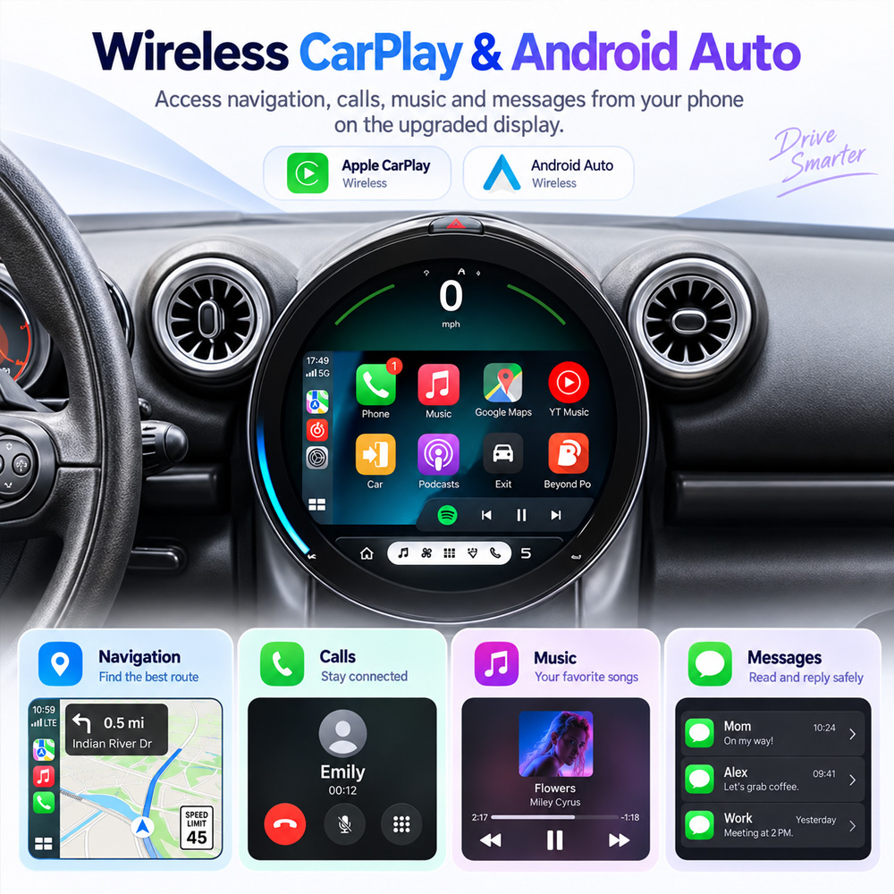 bmw-mini-2011-2015-11-8-android-head-unit-carplay-interface-01 BMW MINI 2011-2015 11.8 inch Android head unit carplay visual