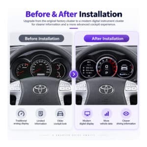 Toyota Hilux Vigo Fortuner SW4 quadro strumenti digitale prima e dopo l'installazione