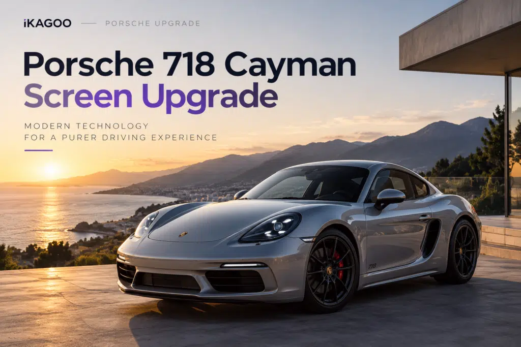 Upgrade dello schermo per Porsche 718 Cayman con display doppio da 12.3 pollici e CarPlay wireless
