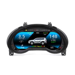 Quadro strumenti digitale Lexus GX400 GX460 rivolto frontalmente su sfondo bianco semplice, tema del display strumenti blu